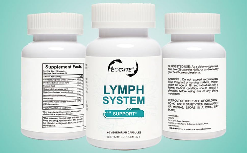 EOCUTE Lymph System Support Supplement with Dandelion Extract, Cleavers & Burdock Powder – 60 Count