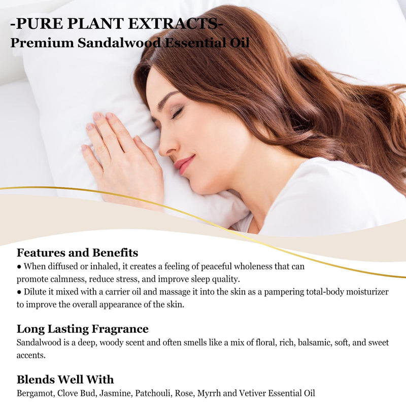 EUQEE Sandalwood Essential Oil 4 oz (118 ml) with Glass Dropper