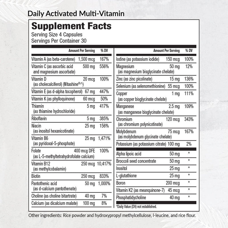 Equilife Daily Activated Multivitamin - 21 Nutrients, 120 Capsules
