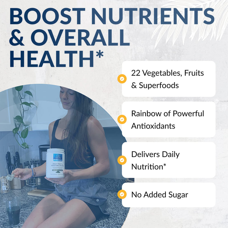 Equilife Daily Fruit & Vegetable Blend – 30 Servings, Crisp Apple, 9 Essential Amino Acids, Vegan
