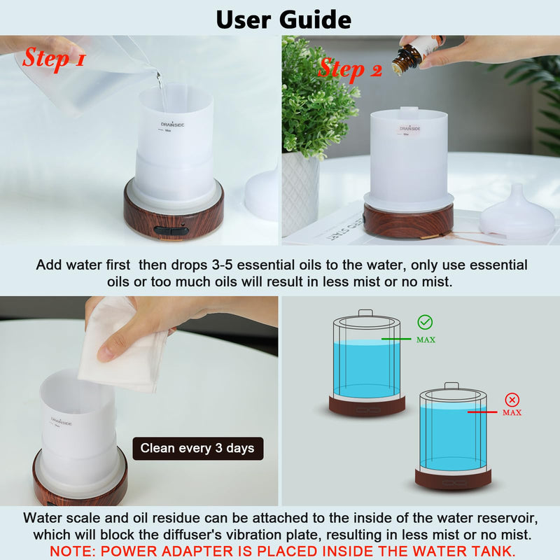 EQUSUPRO 150ml Metal Essential Oil Diffuser – Ultrasonic Cool Mist, Auto Shut-Off, 7-Color LED, Deer Pattern