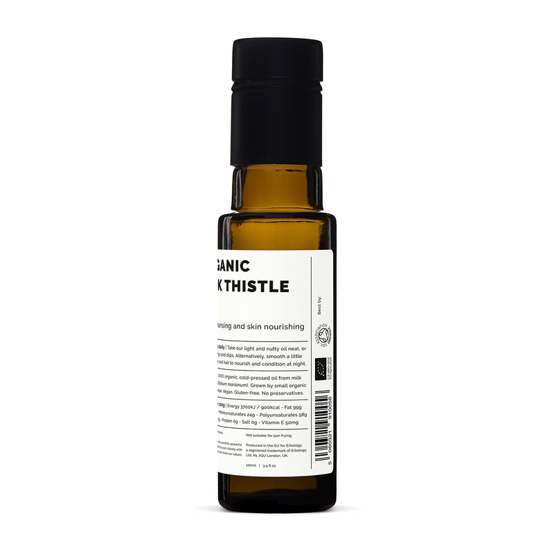 Erbology Organic Milk Thistle Oil - Cold-Pressed 3.4 oz, Vitamin E, Non-GMO