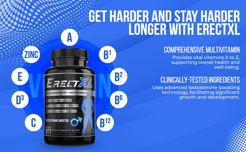 ErectXL Multivitamin for Men – Performance, Size & Stamina Booster | Nitric Oxide & Testosterone Support