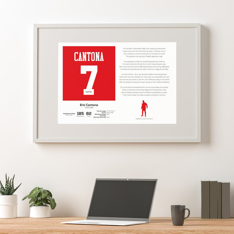 Eric Cantona Stats & Poem Print