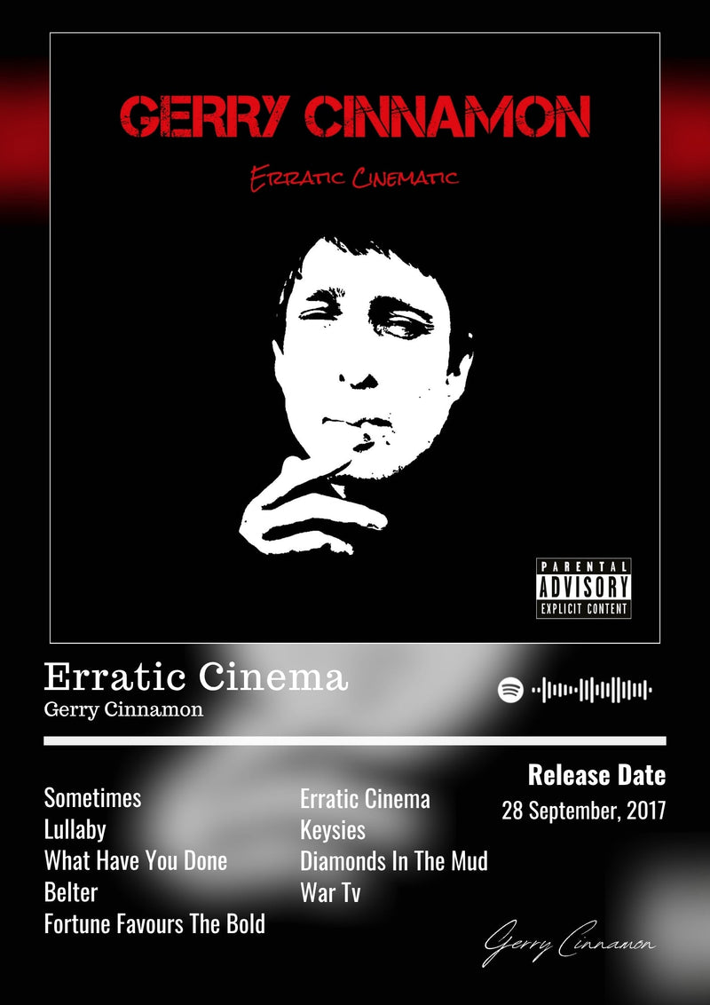 Erratic Cinema - Gerry Cinnamon Inspired Album Poster