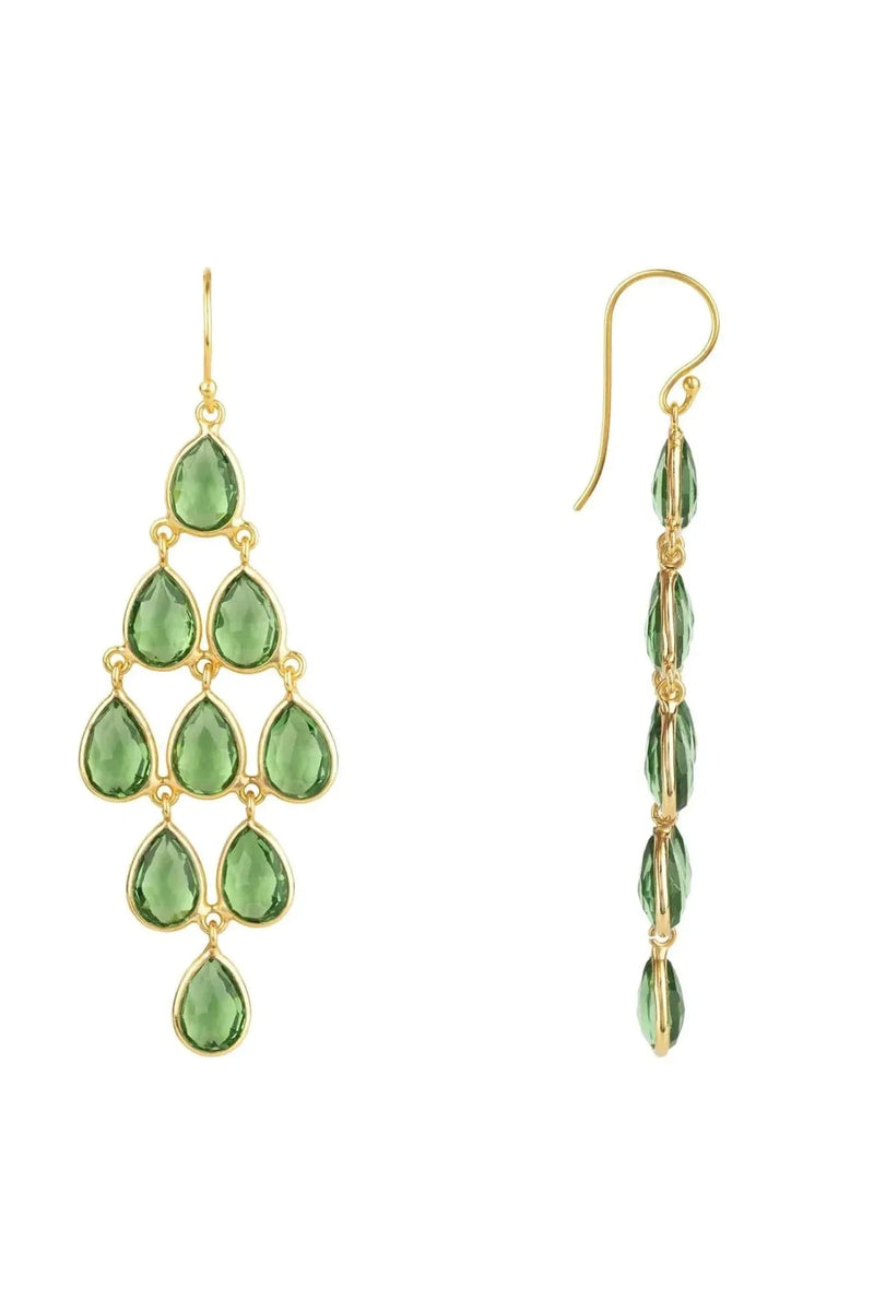 Erviola Gemstone Cascade Earrings Gold Peridot