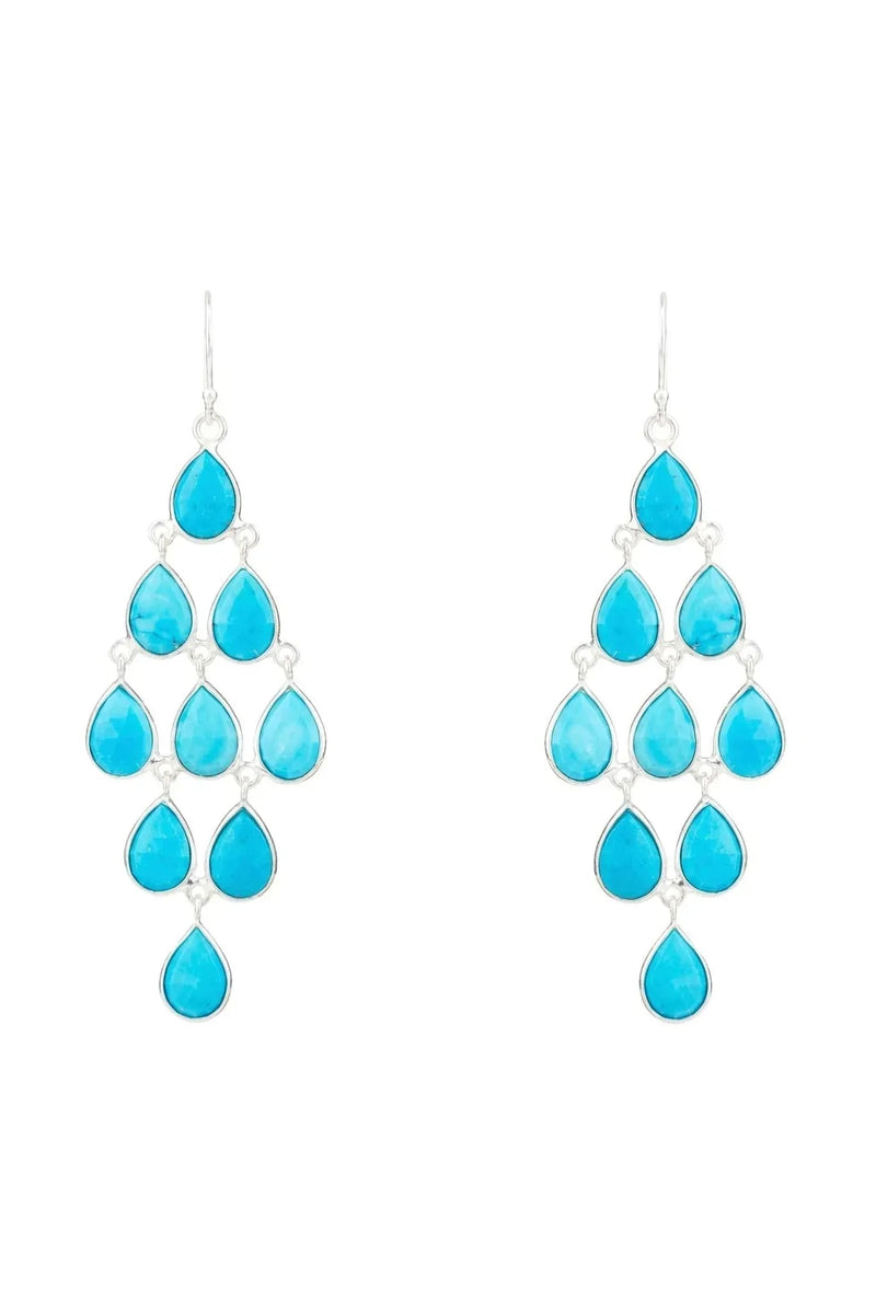 Erviola Gemstone Cascade Earrings Silver Turquoise