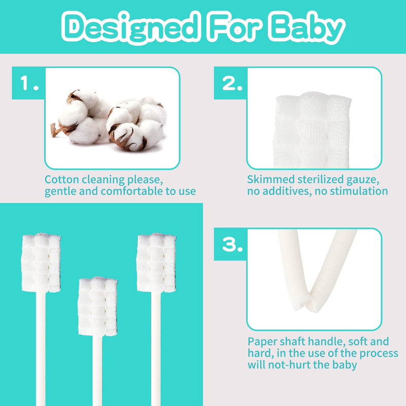Esonto Baby Tongue Cleaner Toothbrush 32-Piece Disposable Infant Toothbrush Set with 2 Finger Brushes (Green) | Gentle Baby Oral Care