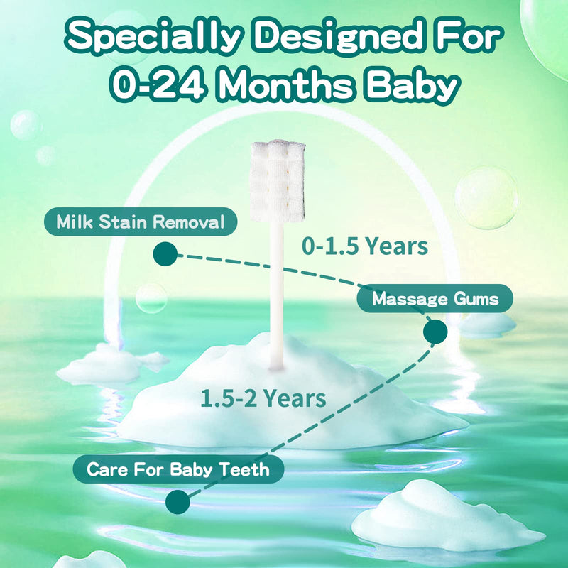 Esonto Baby Tongue Cleaner Toothbrush 32-Piece Disposable Infant Toothbrush Set with 2 Finger Brushes (Green) | Gentle Baby Oral Care