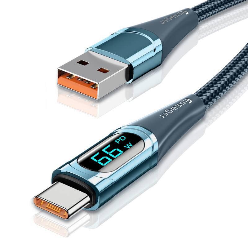 Essager LED Digital Display USB C Fast Charger Cable 66W PD 6A Charging