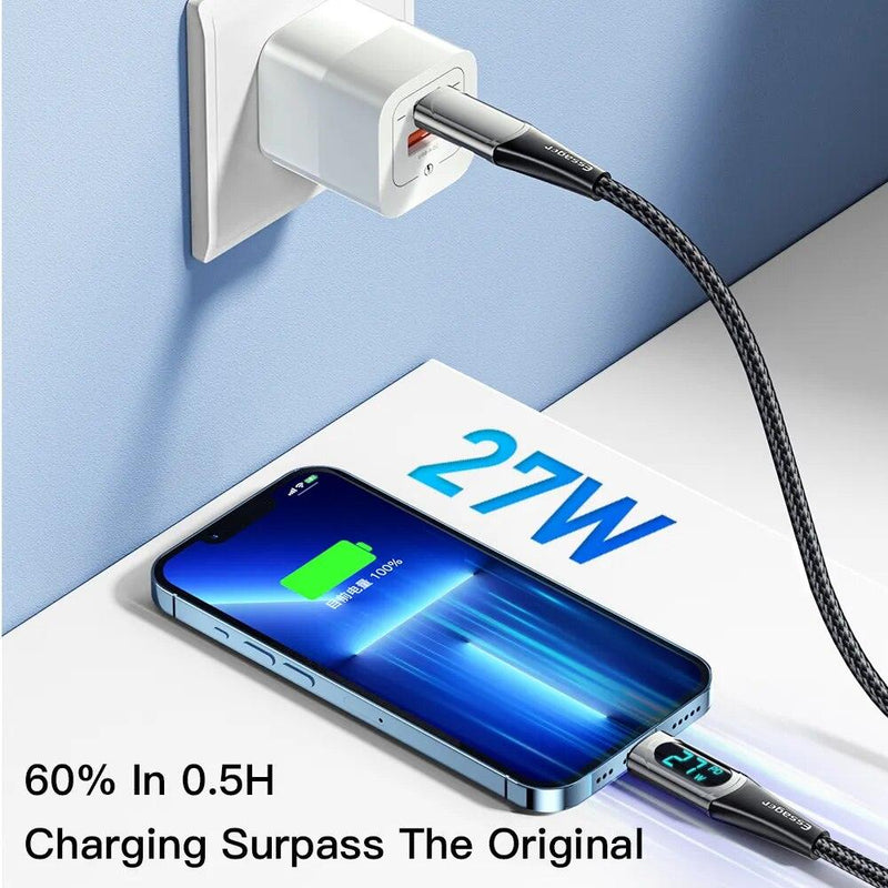 Essager LED Digital Display USB C to Lightning Fast Charger Cable 20W PD 3A Charging