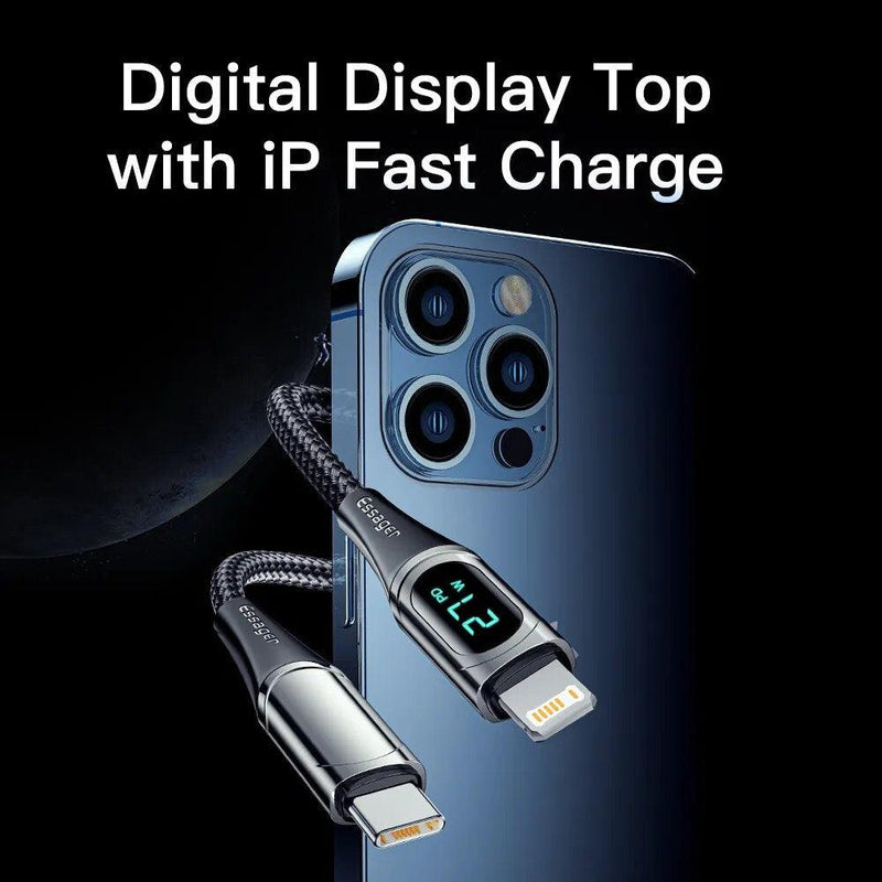 Essager LED Digital Display USB C to Lightning Fast Charger Cable 20W PD 3A Charging