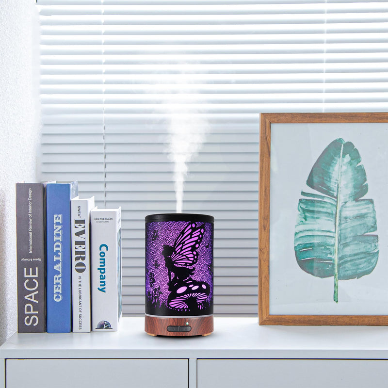 Essential Oil Diffuser - Ultrasonic Aromatherapy Humidifier with 7 Color LED Lights | Auto Shut-Off (Flower Fairy)