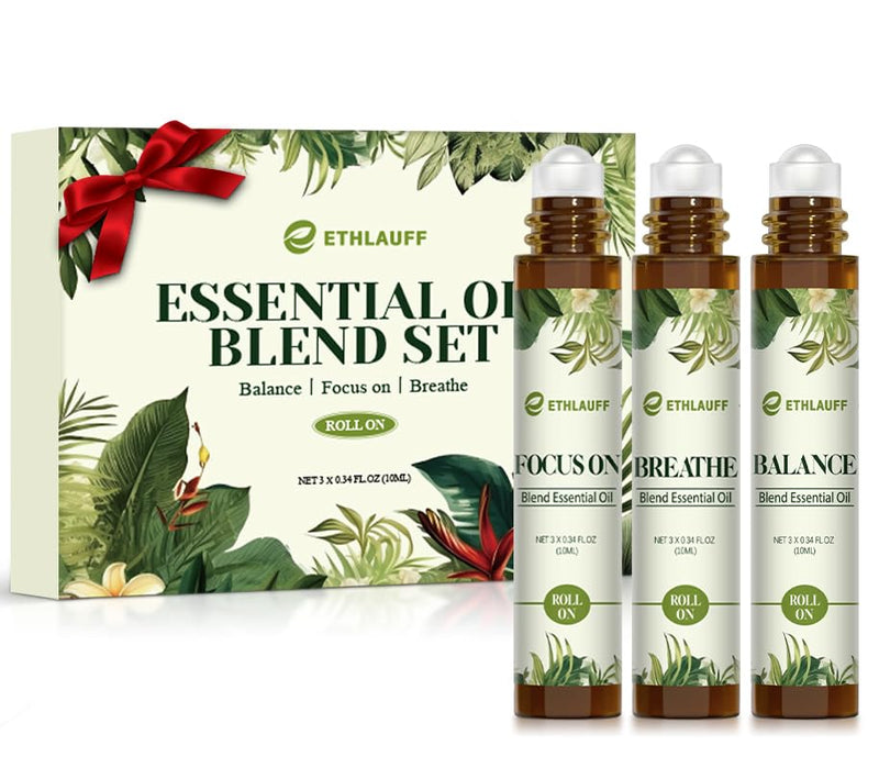 Essential Oils Roll On Set 3 Pack – Breathe, Focus On & Balance (3 x 10ml)