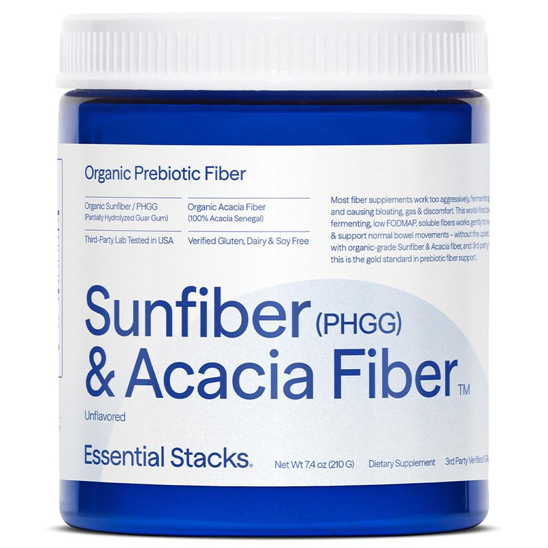Essential Stacks Organic Sunfiber PHGG and Acacia Prebiotic Fiber 7.4 oz