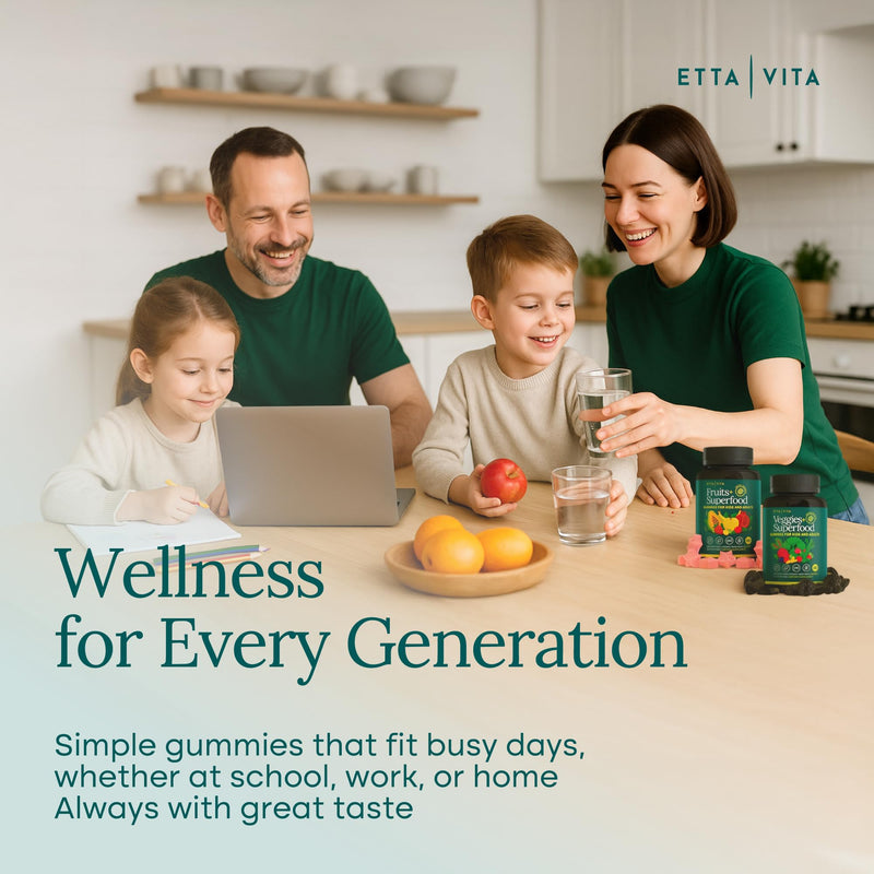 Etta Vita 120 Chews Super Greens Gummies | 9 Superfruits & 30 Veggies