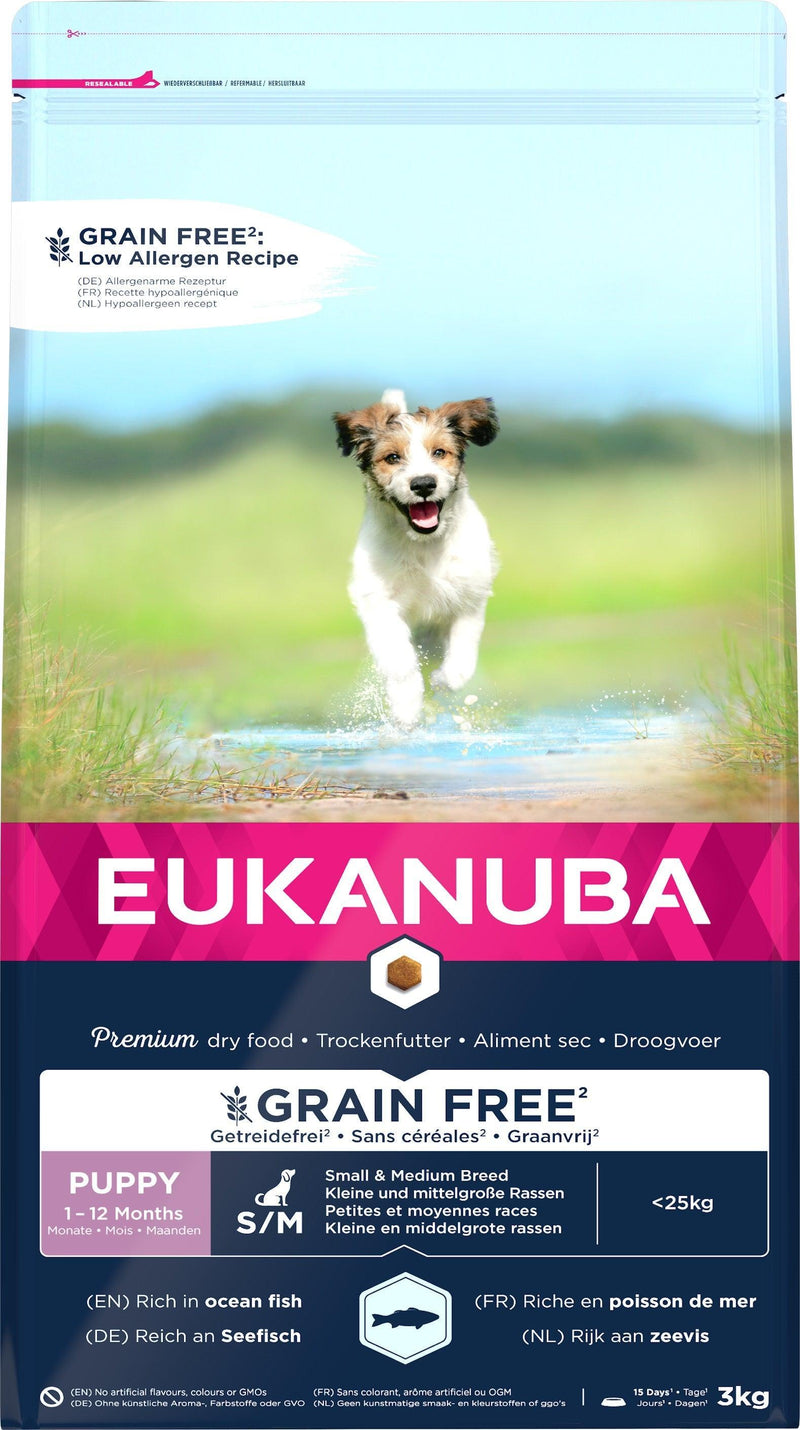 Eukanuba Grain Free - Ocean Fish - Puppy Small/Medium 3kg - Case of 3