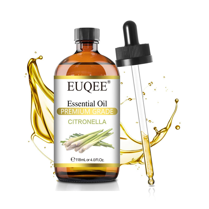 EUQEE Citronella Essential Oil – 118ml Gift Box with Glass Dropper