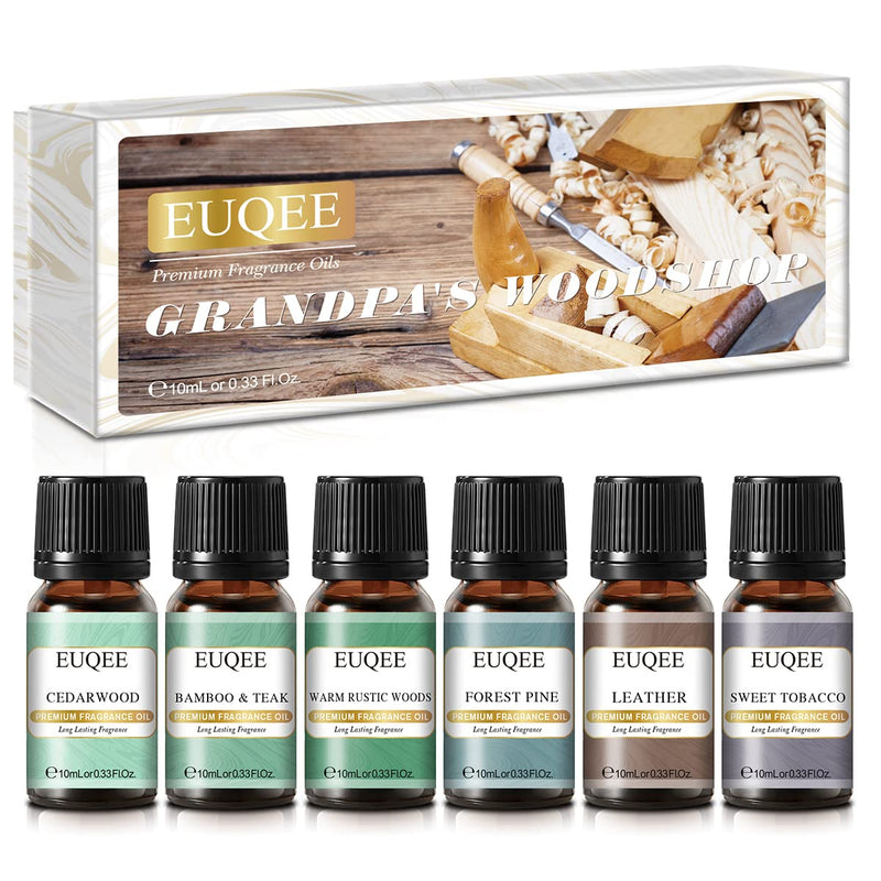 EUQEE Fragrance Oils Gift Set - Premium Woody Scents 6x10ml