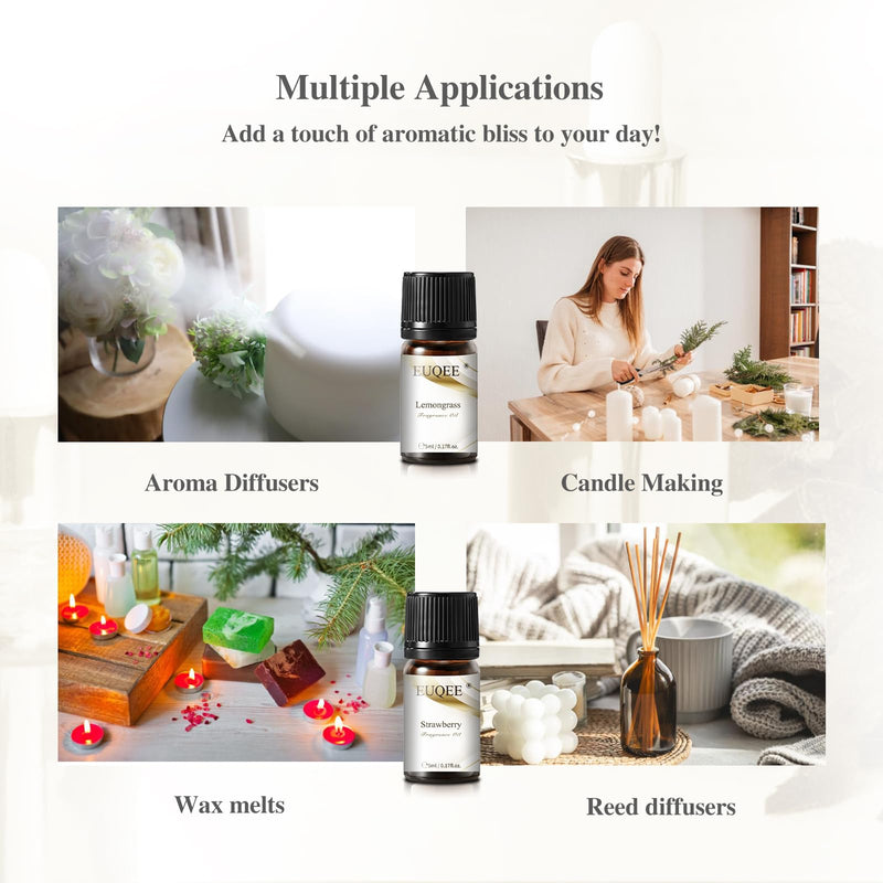 EUQEE 12pcs Fragrance Oils Gift Set – Premium Essential Oils for Diffuser & DIY