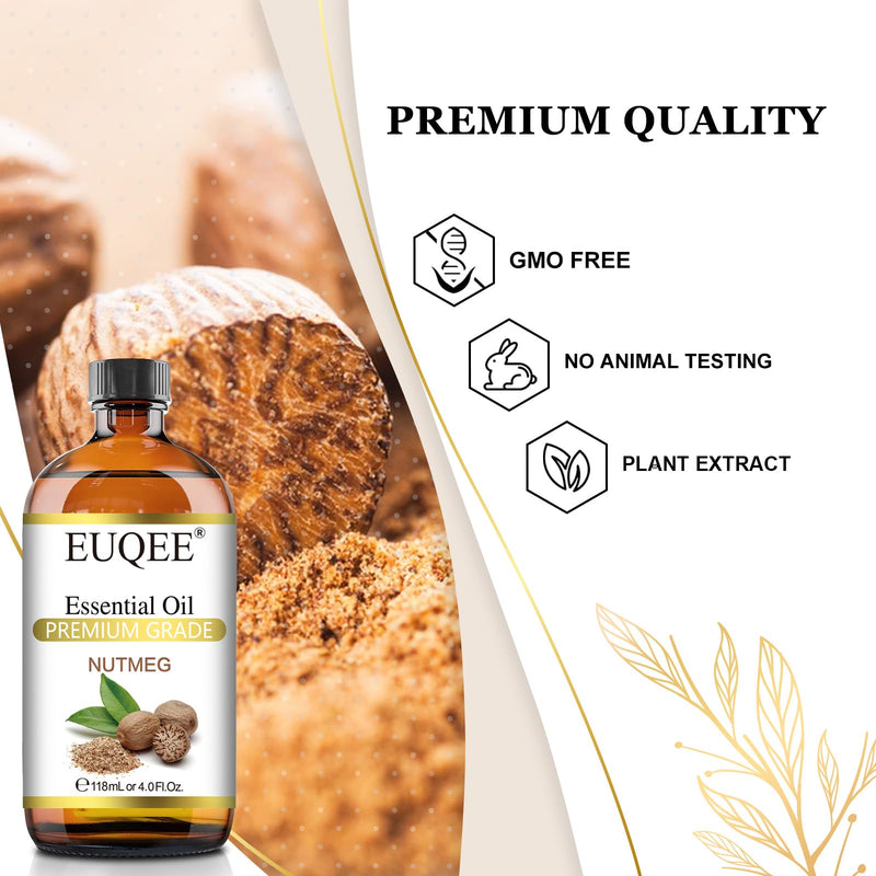 EUQEE Nutmeg Essential Oil 118ml – Aromatherapy Oil with Dropper
