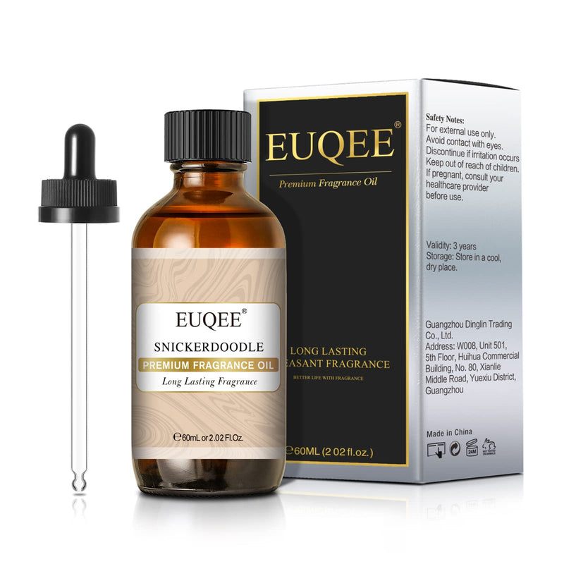 EUQEE Snickerdoodle Fragrance Oil – Premium Grade, 60 ml with Glass Dropper for Soap Making, Diffusers & Aromatherapy