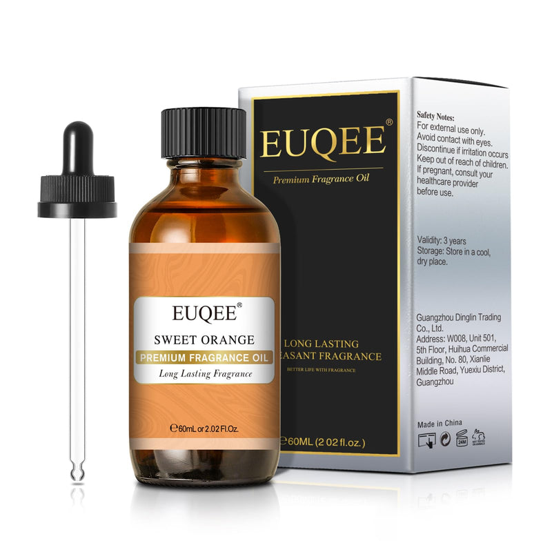 EUQEE Sweet Orange Fragrance Oil 60ml – Glass Dropper for Diffusers, Candles & Soap