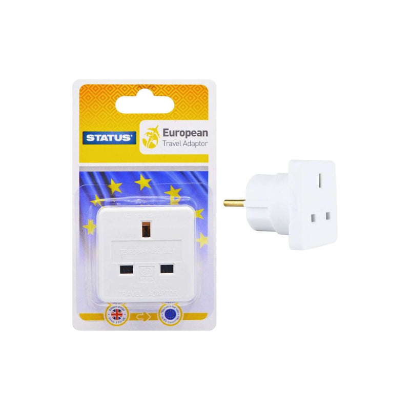 European Tourist Adapter – UK to EU Travel Plug, Single Outlet