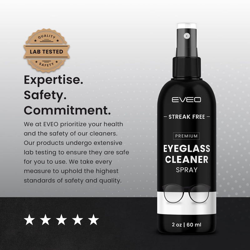 EVEO Eyeglass Cleaner Spray - No Streaks Technology, 3-Pack with Microfiber Cloth