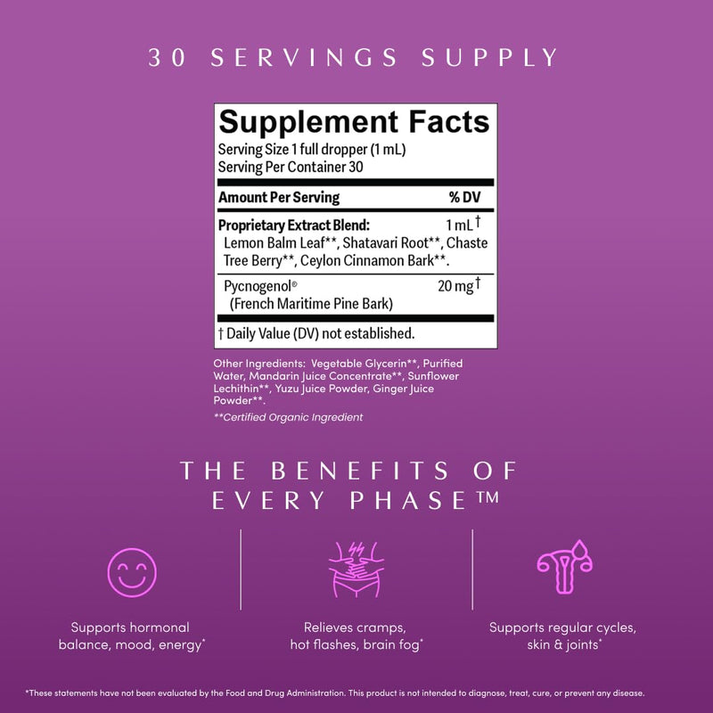 Every Phase by Apothékary — Natural Hormone Support Drops, 1 oz, 30 Servings