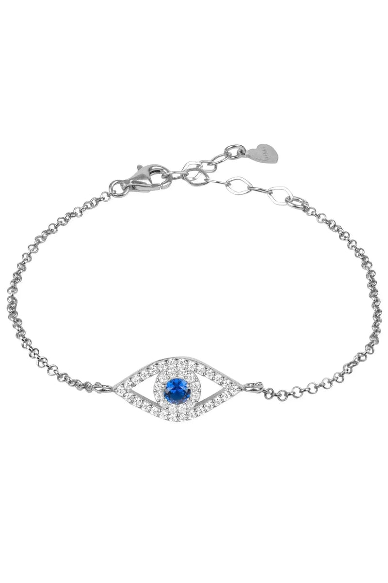 Evil Eye Elliptical Bracelet Blue Silver