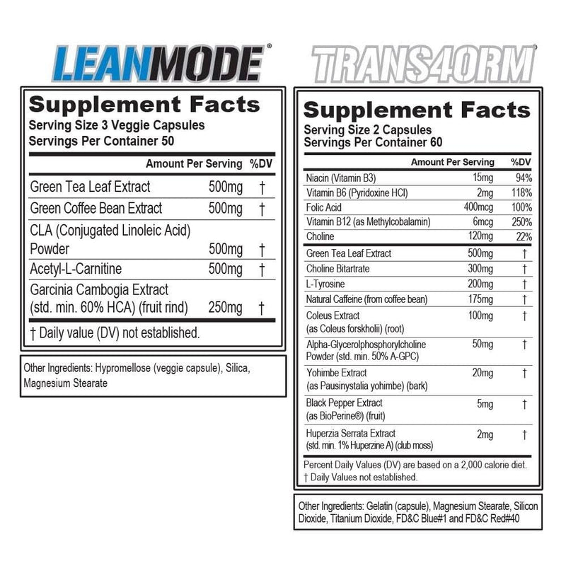 EVL Weight Loss Support Stack — Trans4orm Thermogenic Fat Burner & LeanMode Non-Stimulant