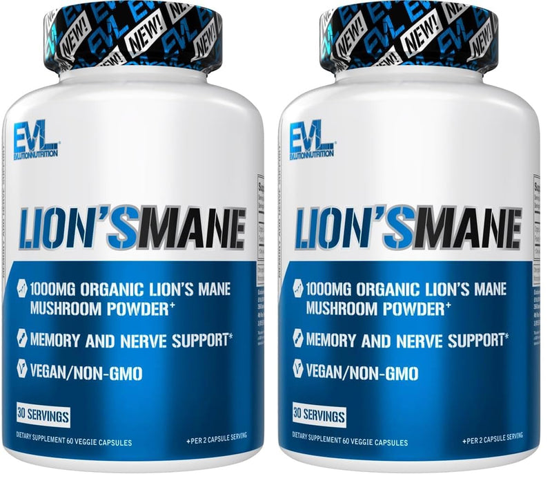 EVL Lion’s Mane Mushroom Supplement – Focus, Memory & Immunity (Pack of 2)