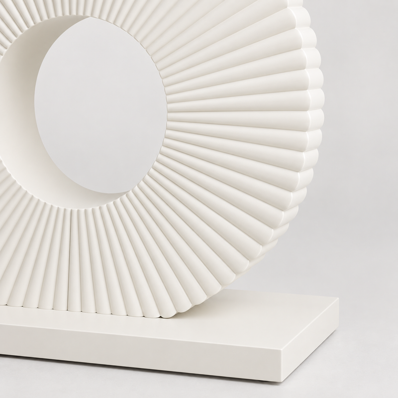 White Sculptural Fluted Console Table