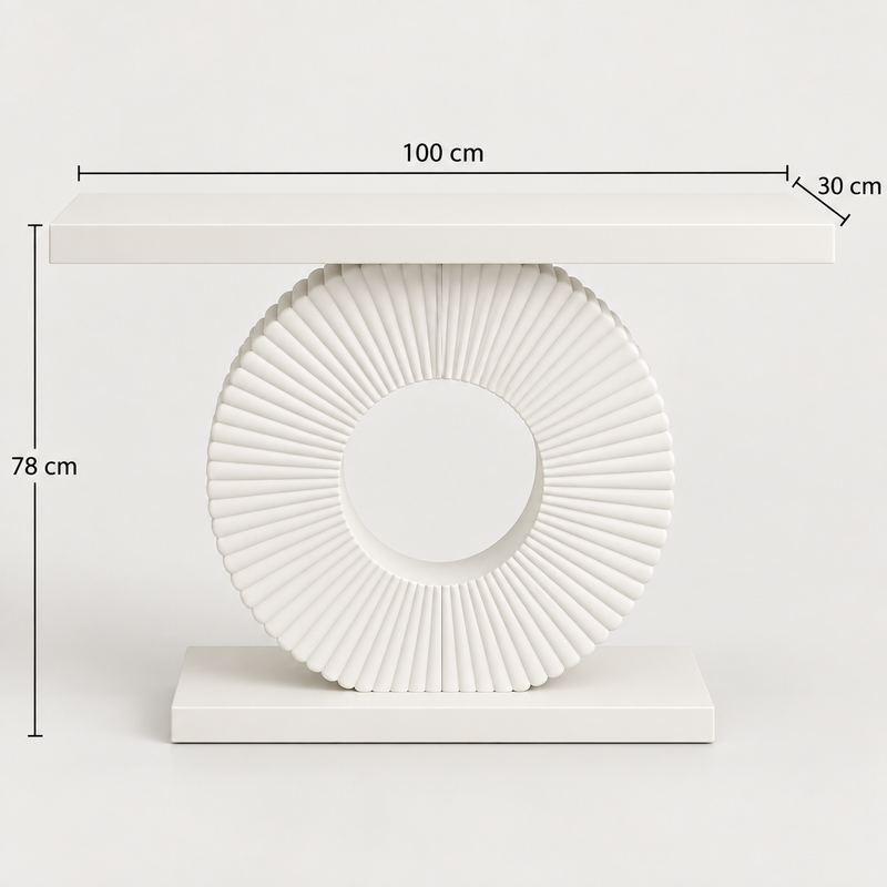 White Sculptural Fluted Console Table