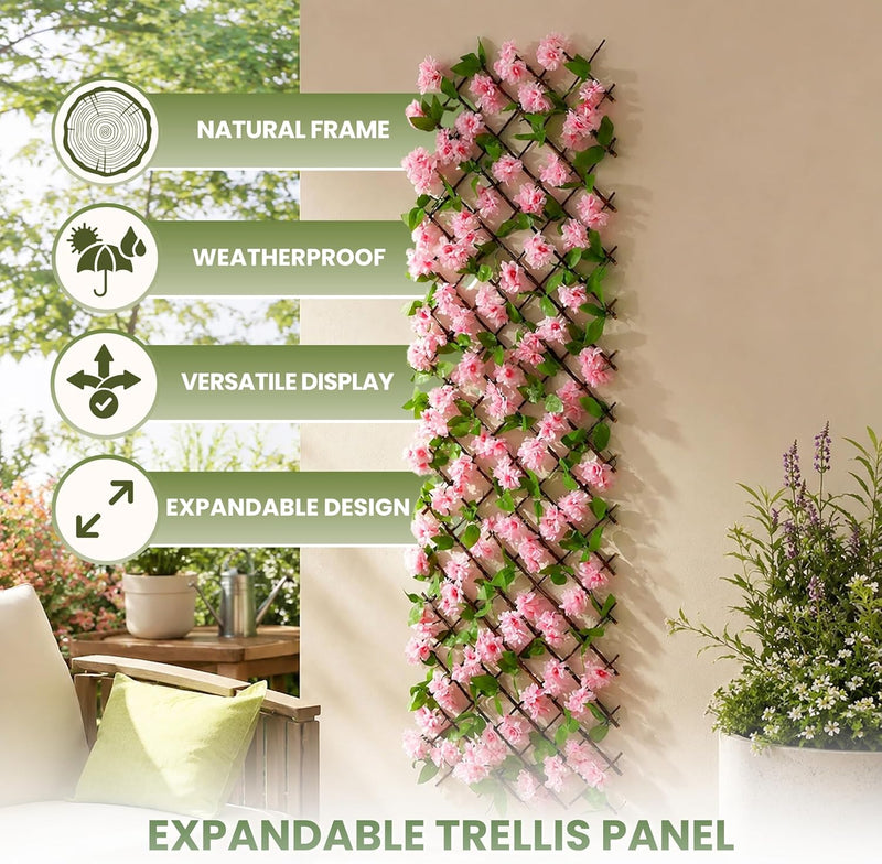 Expandable Faux Pink Blossom Trellis