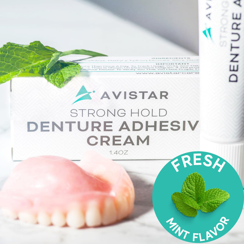 Extra Strong Denture Adhesive Cream - 12-Hour Mint Hold | 5 Pack 7 oz