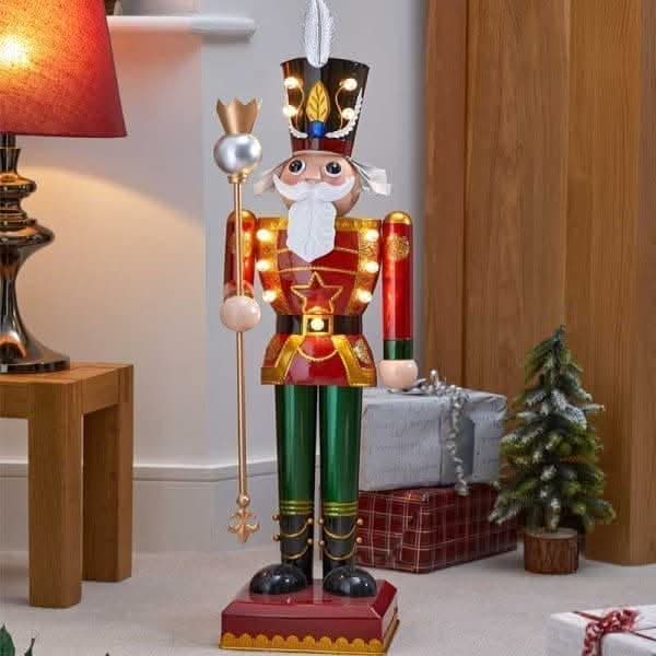 Deluxe In Lit Metal Christmas  Hand Painted Nutcracker 80cm