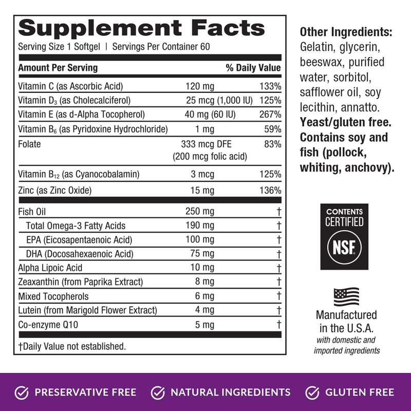 EyePromise Restore Eye Health Supplement – 60 Softgels, 30-Day Supply | Zeaxanthin, Lutein & Omega-3