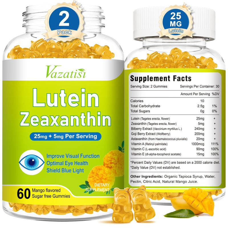 Eye Vitamins Lutein & Zeaxanthin Gummies – Sugar-Free Mango, 120 Count