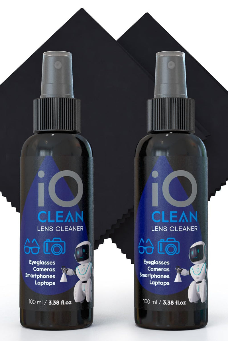 Eyeglass Lens Cleaner Kit – 3.38oz + 3.38oz + 2 Microfiber Cloths Included