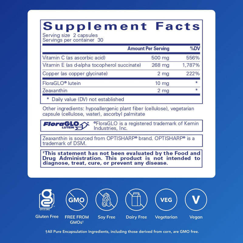 Pure Encapsulations EyeProtect Basics Without Zinc | Key Antioxidant Support for Eye Health | 60 Capsules