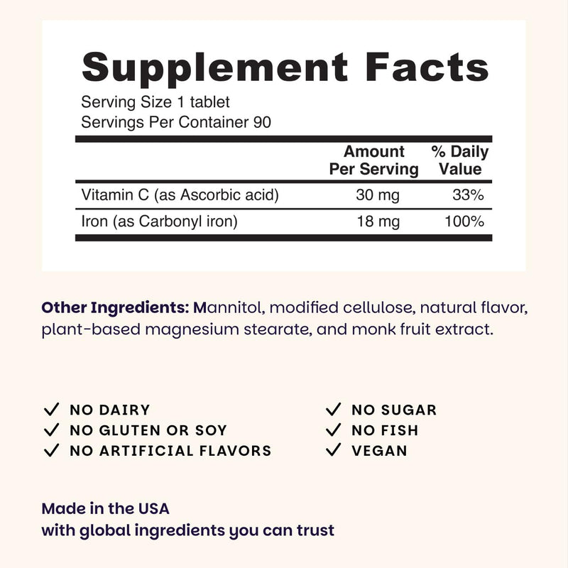 EZ Melts Dissolvable Iron 18 mg | Sugar-Free, 3-Month Supply (180 Count, Pack of 2)