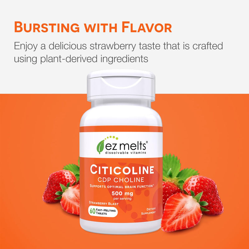 EZ Melts Dissolvable Citicoline 250 mg – Sugar-Free, 2-Month Supply (2 Pack)