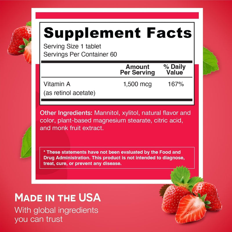 EZ Melts Dissolvable Vitamin A 5000 IU – Sugar-Free, Vegan, 2-Month Supply (2 Pack)