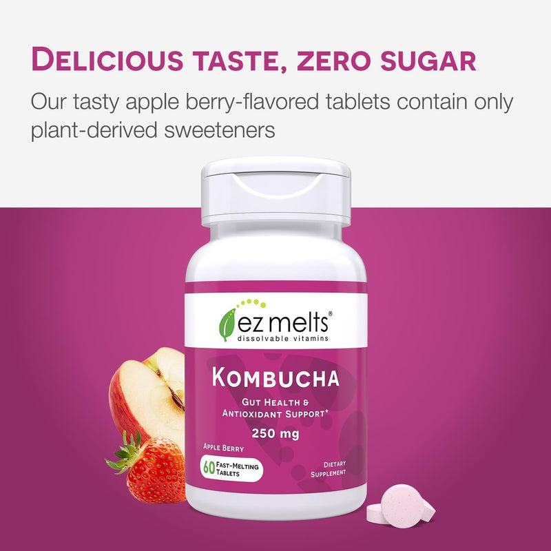 EZ Melts Sugar-Free Kombucha Tablets with SCOBY & Apple Cider Vinegar