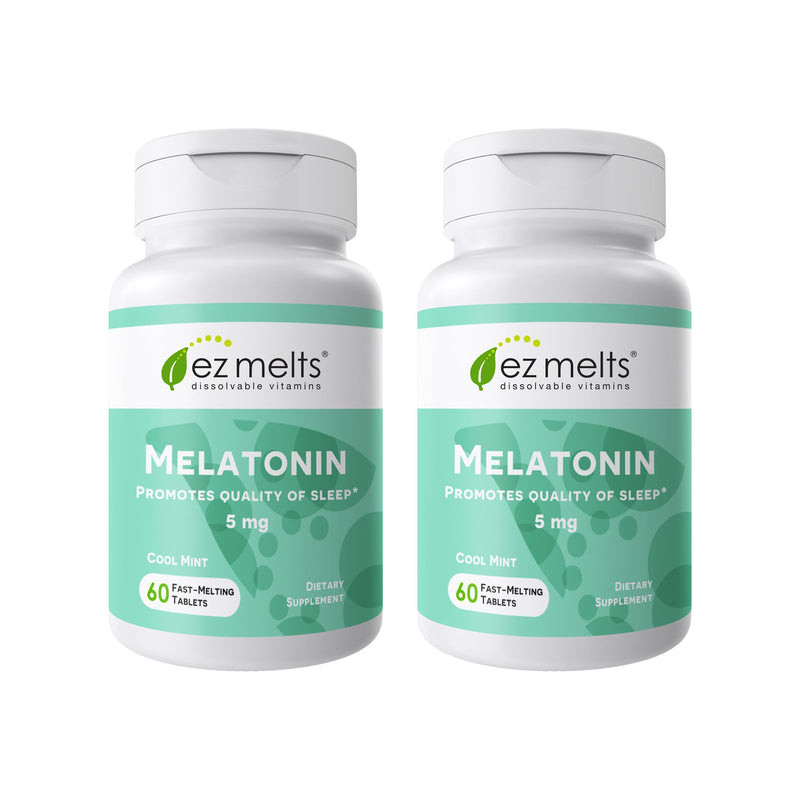 EZ Melts Dissolvable Melatonin 5 mg - Sugar-Free, 2-Month Supply, Cool Mint Flavor - 2 Pack
