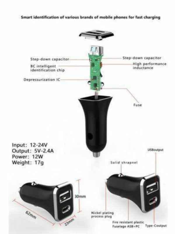 Core Essentials Universal 3.1A Car Charger Dual USB-C PD and USB-A New & Boxed