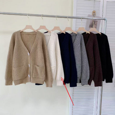 Winter New Horn Button Loose Sweater Coat