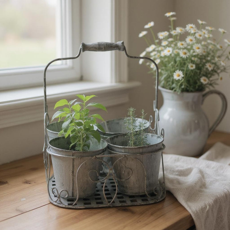 WHITE 4 POT PLANTER